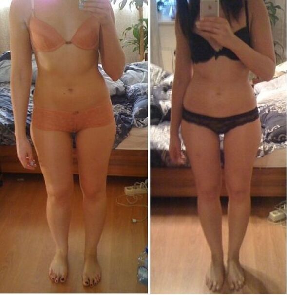 Dziewczyna przed i po odchudzaniu na japońskiej diecie w 14 dni
